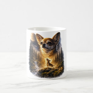Taza De Café Chihuahua Aullando a La Luna Vintage, 90s Retro