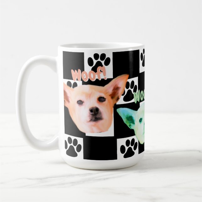 Taza De Café Chihuahua Blanco Y Negro (Izquierda)