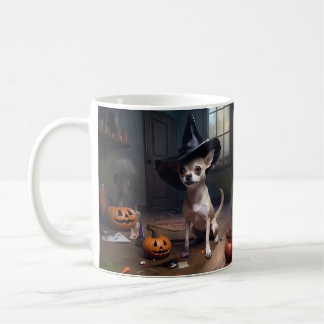 Taza De Café Chihuahua Calabazas de Halloween (Izquierda)