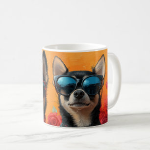 Taza De Café Chihuahua Con Corazón Rosas Día de San Valentín
