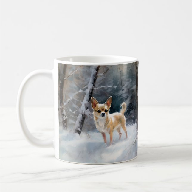 Taza De Café Chihuahua deja que nieve Navidades (Izquierda)