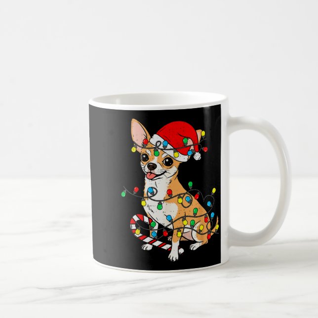 Taza De Café Chihuahua Dog Christmas Lights Santa Xmas Pet Dog  (Derecha)