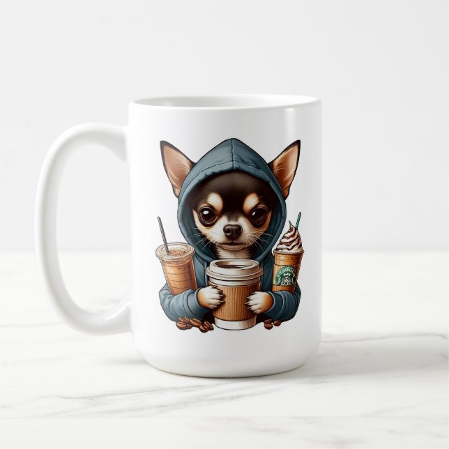 Taza De Café Chihuahua en sudadera encapuchada con café (Izquierda)