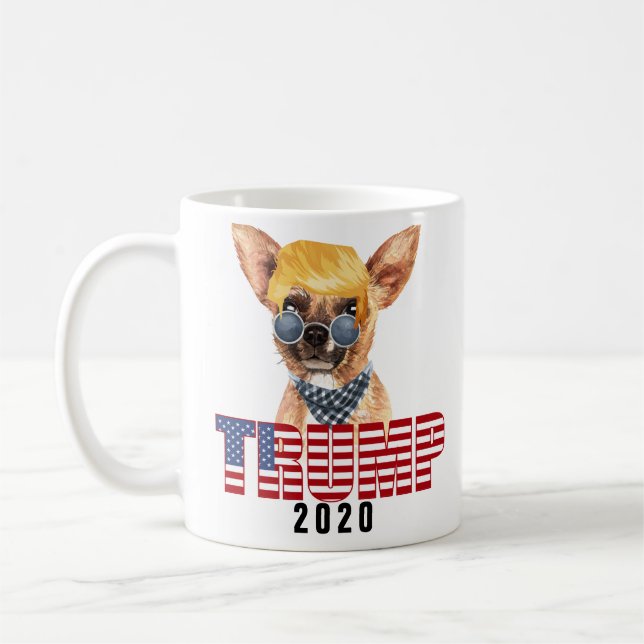 Taza De Café Chihuahua graciosa con el pelo de Trump (Izquierda)