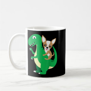 Taza De Café Chihuahua montando T-Rex Dinosaurio Dino Perro Hal