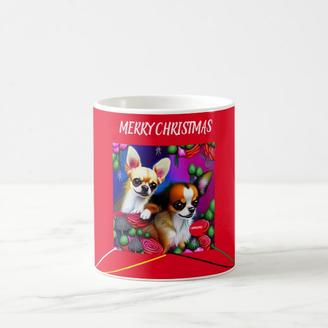 Taza De Café CHIHUAHUA Navidad Dos Mug De Tono. (Centro)