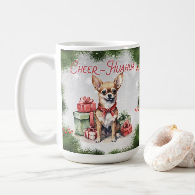 Taza De Café Chihuahua Navidades graciosos café de perro (Con donut)
