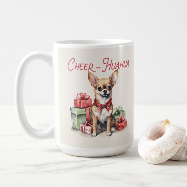 Taza De Café Chihuahua Navidades graciosos café de perro (Con donut)