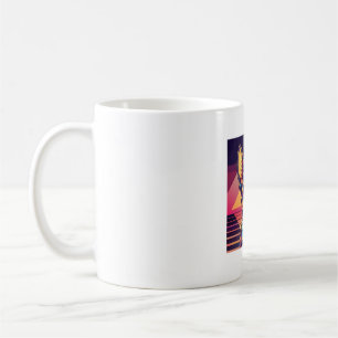 Taza De Café Chihuahua Retro Neon � Arte de perro Synthwave Vib