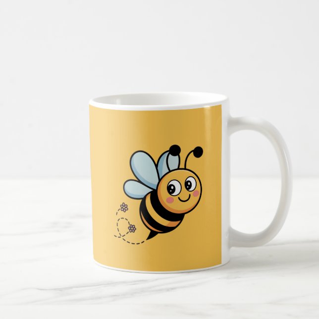 Taza De Café Child-Friendly Bee Mascot with Dotted Trail (Derecha)