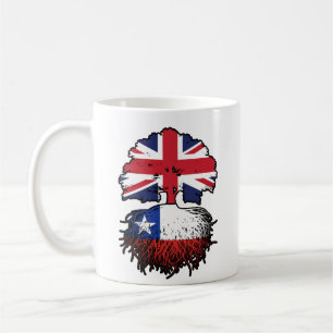 Taza De Café Chile Bandera de raíces de árbol británico chileno