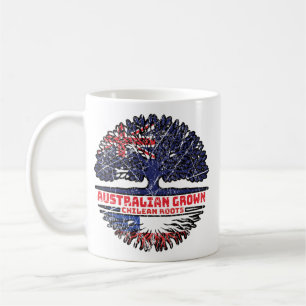 Taza De Café Chile Bandera de raíces de árboles australianos ch