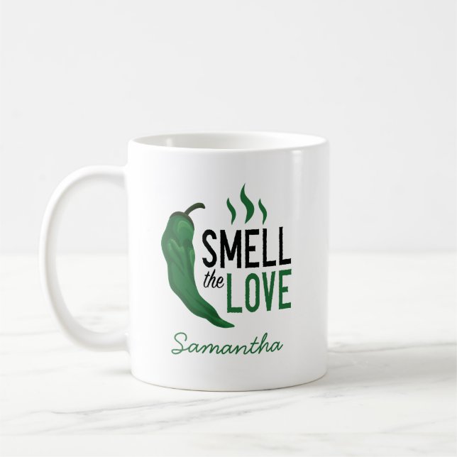 Taza De Café Chile Verde Huele el Amor (Izquierda)