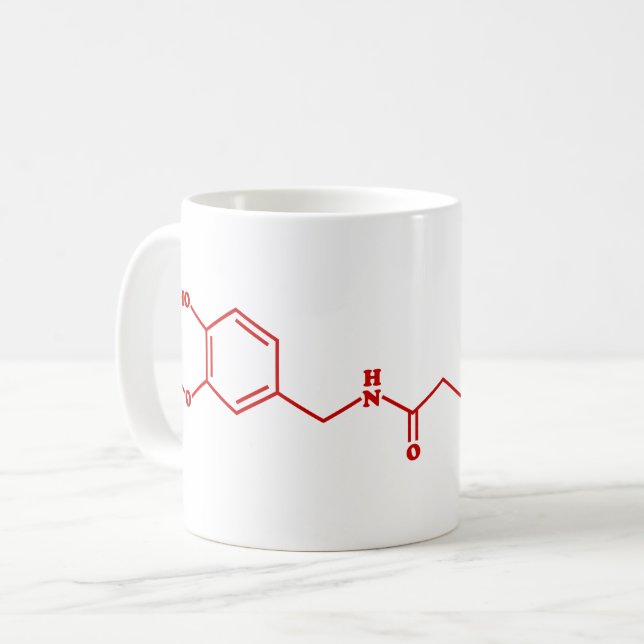 Taza De Café Chili Capsaicin Fórmula Química Molecular (Anverso izquierdo)