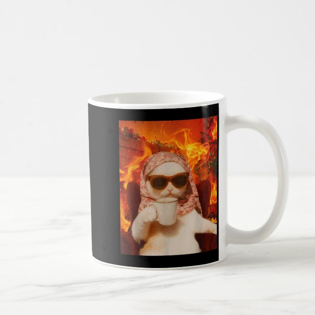 Taza De Café Chill Cat And Coffe Xmas Funny Cat Meme Y2k Joke  (Derecha)