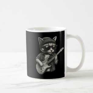 Taza De Café Chill Cat Tocando Guitarra Rock Música Funny Anima