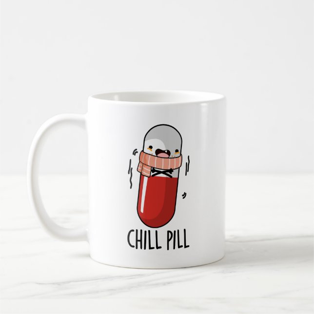 Taza De Café Chill Pill Funny Freezine Medicine Pun (Izquierda)