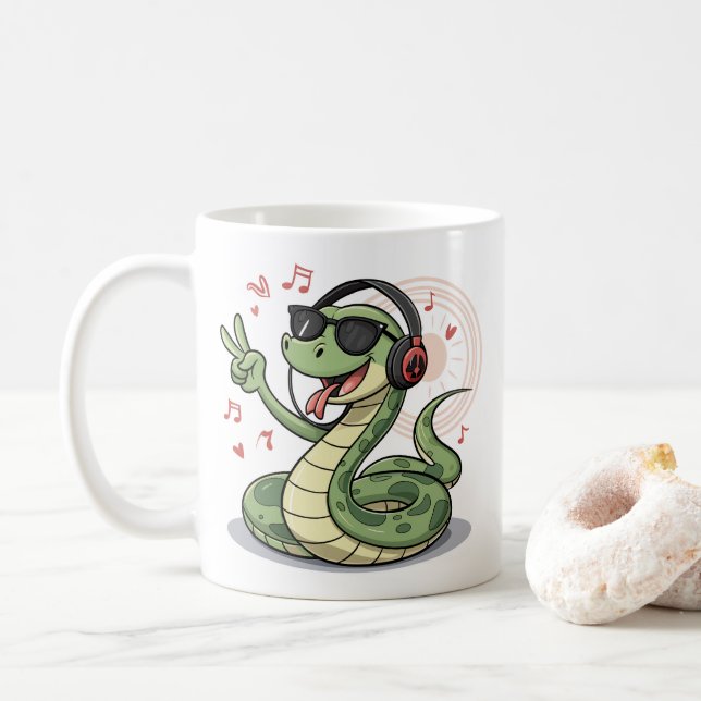 Taza De Café Chill Snake Tunes Funny Mugs & Cups Design (Con donut)