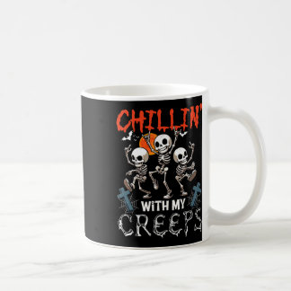 Taza De Café Chillin' Con Mis Creeps Halloween Tres Horror