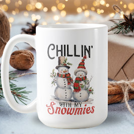 Taza De Café Chillin' Con Mis Snowmies Aburrido Hombre De Nieve