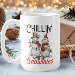 Taza De Café Chillin' Con Mis Snowmies Aburrido Hombre De Nieve