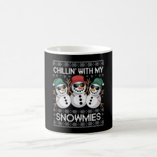 Taza De Café Chillin Con Mis Snowmies Navidades graciosos