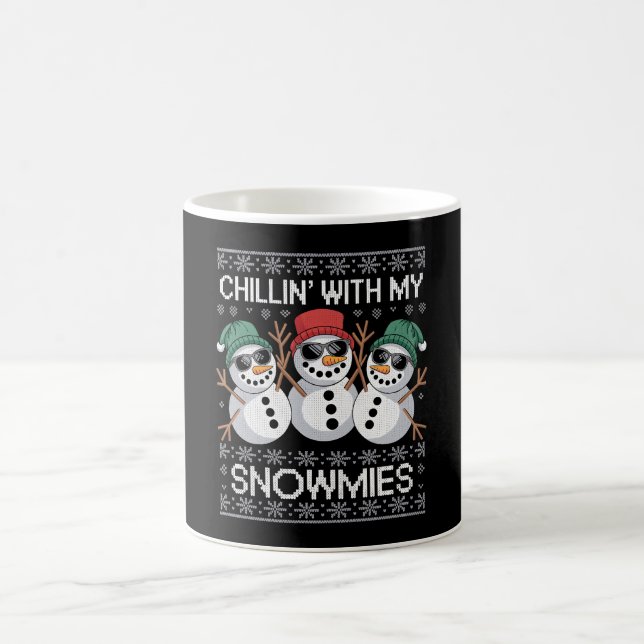 Taza De Café Chillin Con Mis Snowmies Navidades graciosos (Centro)