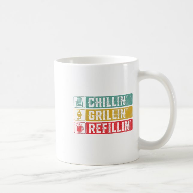 Taza De Café Chillin Grillin Refillin Bbq Pit Meat Smoll Grill (Derecha)