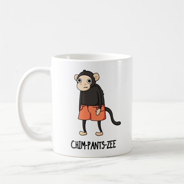 Taza De Café Chim-Pants-Zee Funny Chimpanzee Monkey Pun (Izquierda)