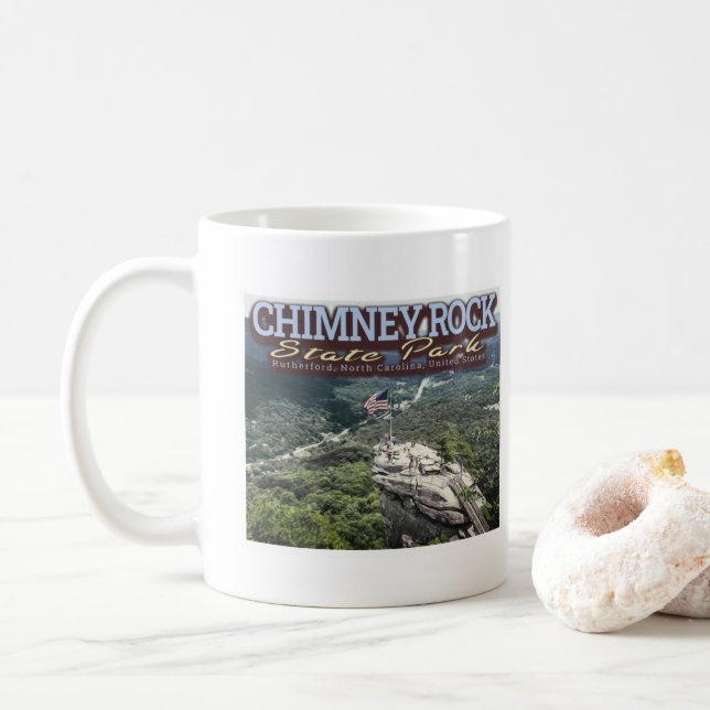 TAZA DE CAFÉ CHIMNEY ROCK - RUTHERFORD - CAROLINA DEL NORTE EE. (Con donut)