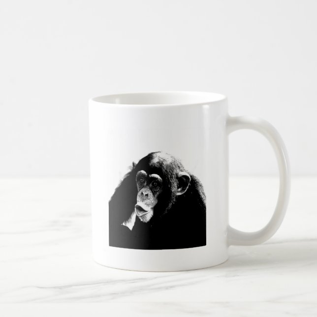 Taza De Café Chimpancé blanco negro (Derecha)