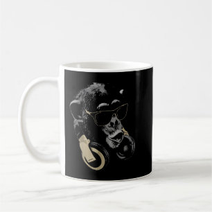 Taza De Café Chimpancé de mono con gafas de sol y audífonos