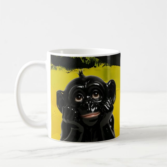 Taza De Café Chimpancé negro brillante (Izquierda)