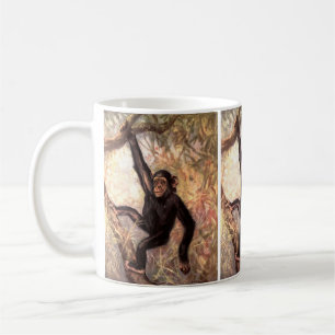 Taza De Café Chimpancé por CE Swan, Animales Salvajes Vintage d