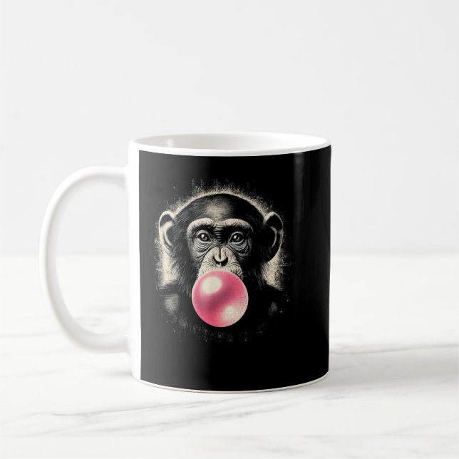 Taza De Café Chimpanzee Chimp Ape Bubble de chicle rosado (Izquierda)
