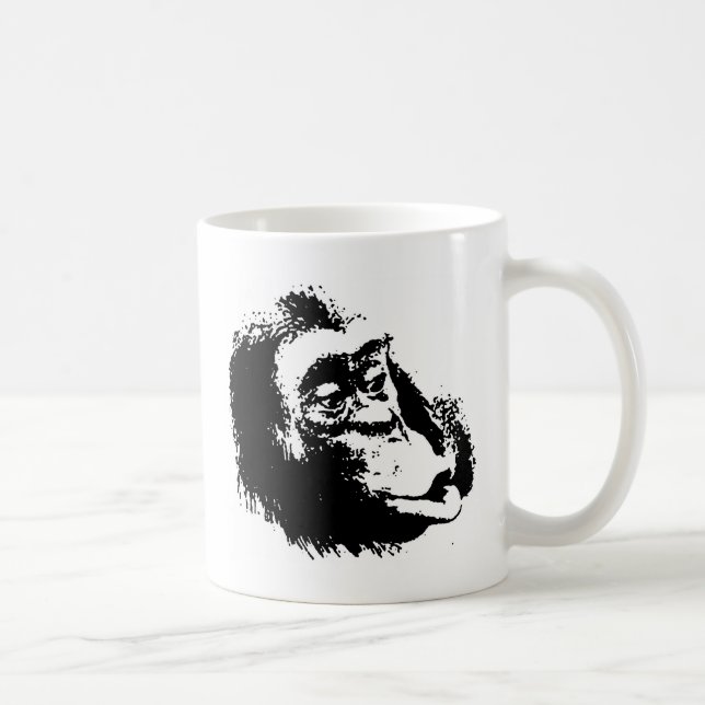 Taza De Café Chimpanzee divertido de Pop Art (Derecha)