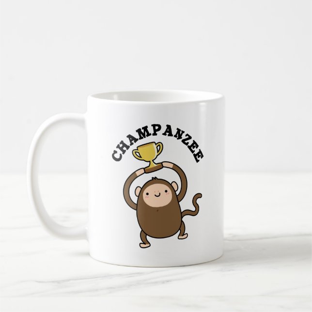 Taza De Café Chimpanzee Pun, campeón divertida de Champanzee (Izquierda)