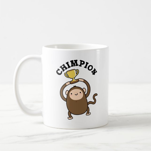 Taza De Café Chimpon es un divertido campeón de Chimpanzee Pun (Izquierda)