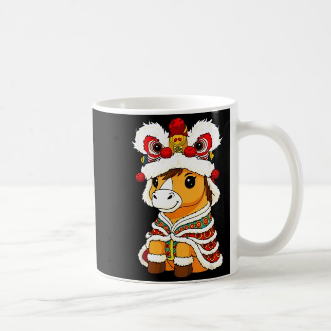 Taza De Café Chinese Lunar New Year Lion Dance Cute Horse China (Derecha)