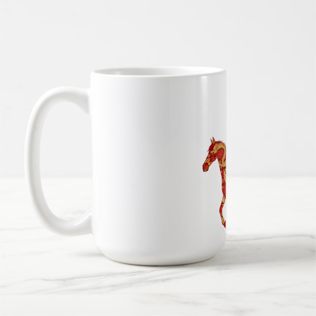 Taza De Café Chinese New Year Horse with Dragon Phoenix  (Izquierda)