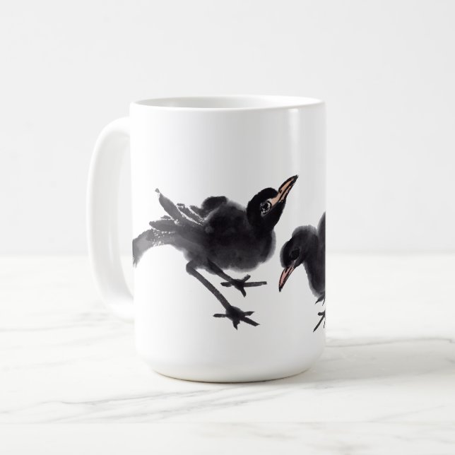 Taza De Café Chinesische Tuschekunst mit Vogelmotiv (Anverso izquierdo)