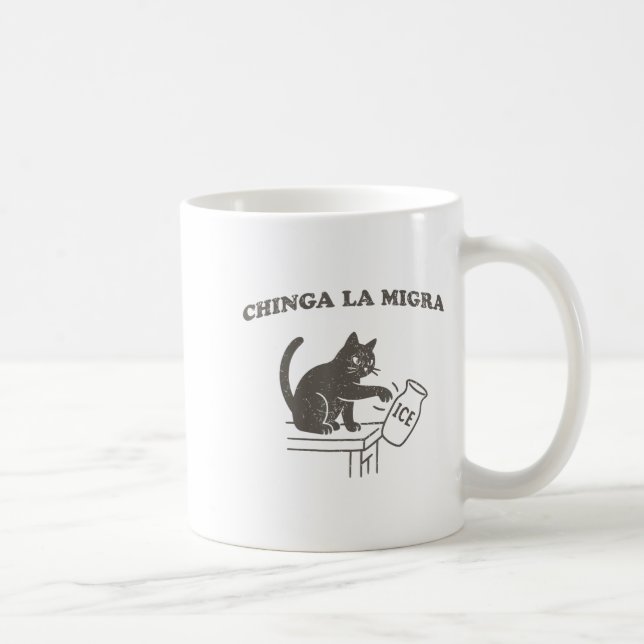 Taza De Café Chinga La Migra Immigration Abolish Ice Funny Cat  (Derecha)