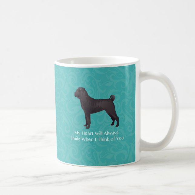 Taza De Café Chino negro Shar Pei pensando en tu diseño (Derecha)