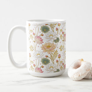 Taza De Café Chinoiserie Elegant Lotus Flowers Gold Pink