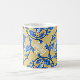 Taza De Café Chinoiserie floral vintage Blue and Gold