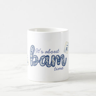 Taza De Café Chinoiserie Mahjong Es hora de Bam Azul