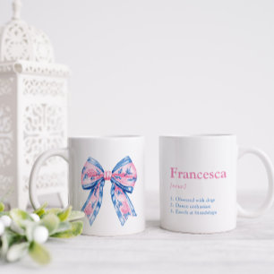 Taza De Café Chinoiserie rosa y azul bonito amigo de Bow
