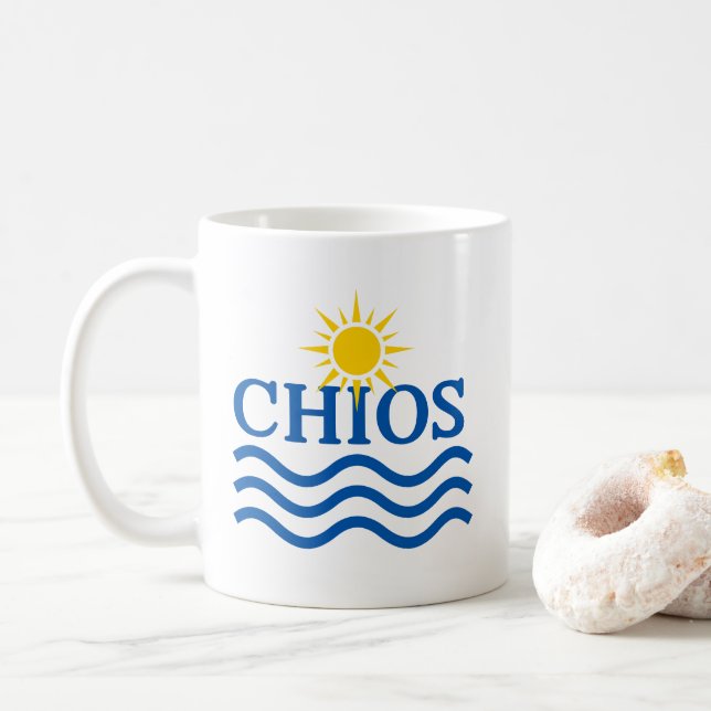 Taza De Café CHIOS Grecia, ondas solares (Con donut)