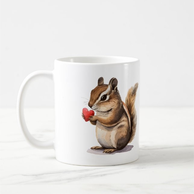 Taza De Café Chipmunk del Día de San Valentín con corazón (Izquierda)