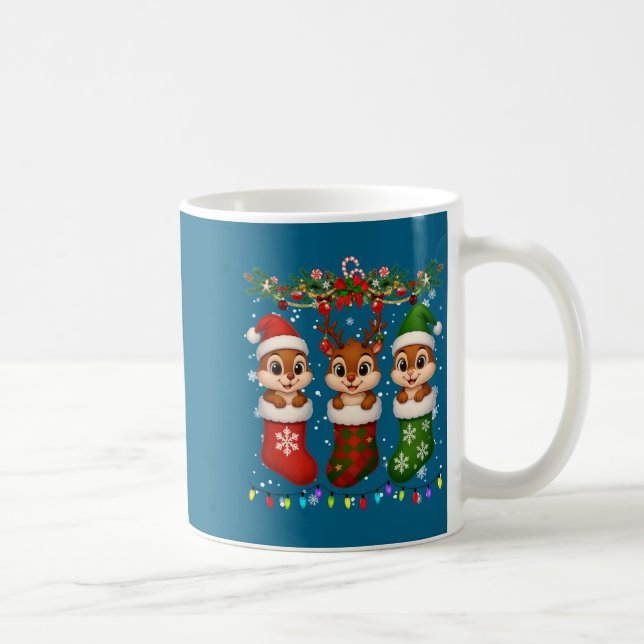 Taza De Café Chipmunk In Christmas Socks Lights Chipmunk Xmas L (Derecha)